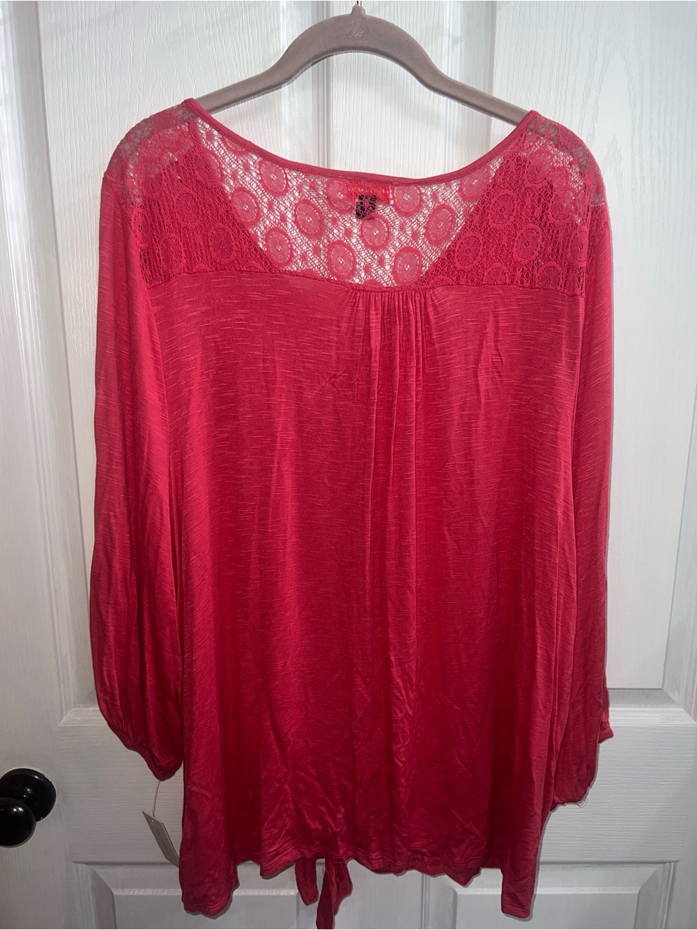 Corral Lace-Trim Tie-Hem Women's Top - Picture 2 of 5